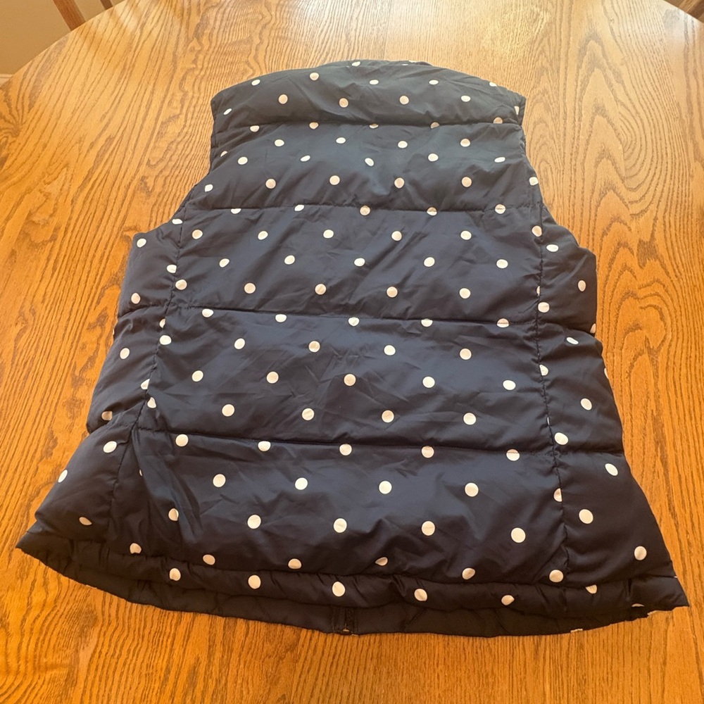 Joules Navy Blue Polka Dot Quilted Reversible Puffer Vest US 10 EUC - Picture 3 of 11
